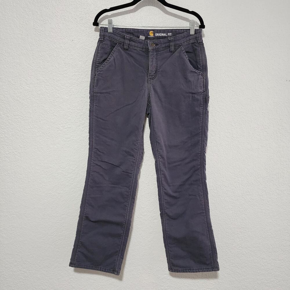 Carhatt Womens Fleece Lined Cargo Work Pants Grey 6 Cold Weather Protection